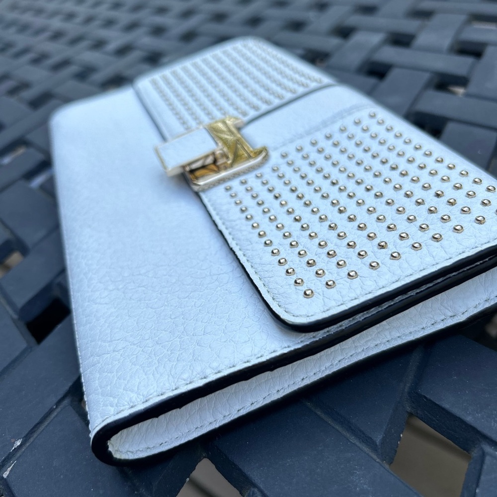 Rebecca Minkoff Women’s Genuine Leather White Studded Clutch Purse Wallet - Picture 8 of 14